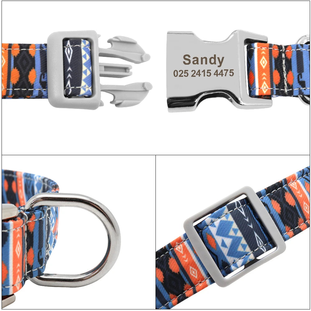 Adjustable Nylon Dog Collar Personalized Dogs Cat ID Collars With Engraved Name Buckle Anti-lost for Small Medium Large Dogs Beauty World Shop