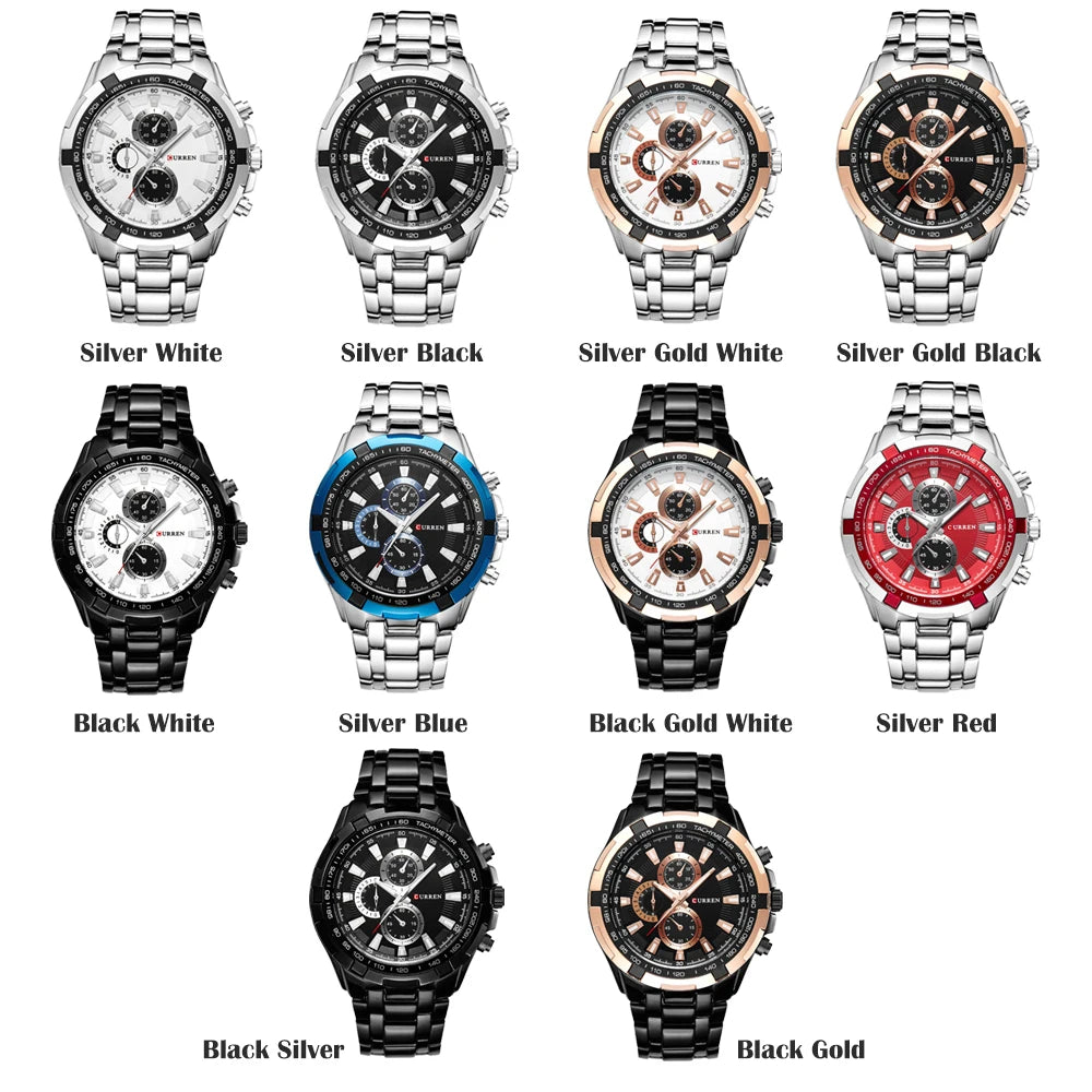 CURREN 8023 Quartz Watch Men Waterproof Sport Military Watches Mens Business Stainless Steel Wristwatch Male Clock reloj hombre Beauty World Shop