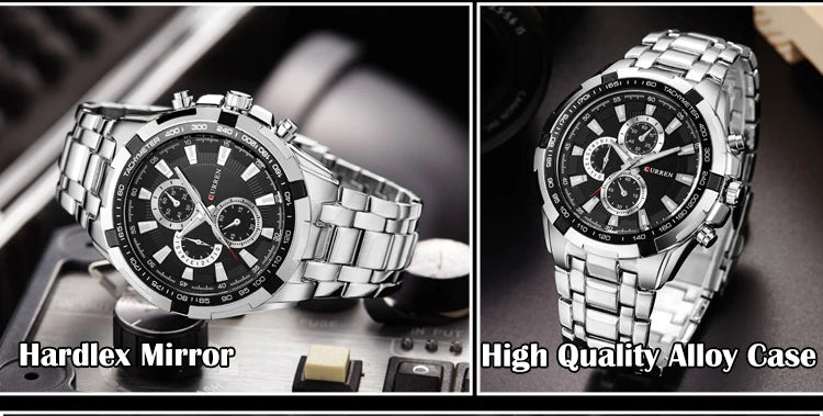 CURREN 8023 Quartz Watch Men Waterproof Sport Military Watches Mens Business Stainless Steel Wristwatch Male Clock reloj hombre Beauty World Shop