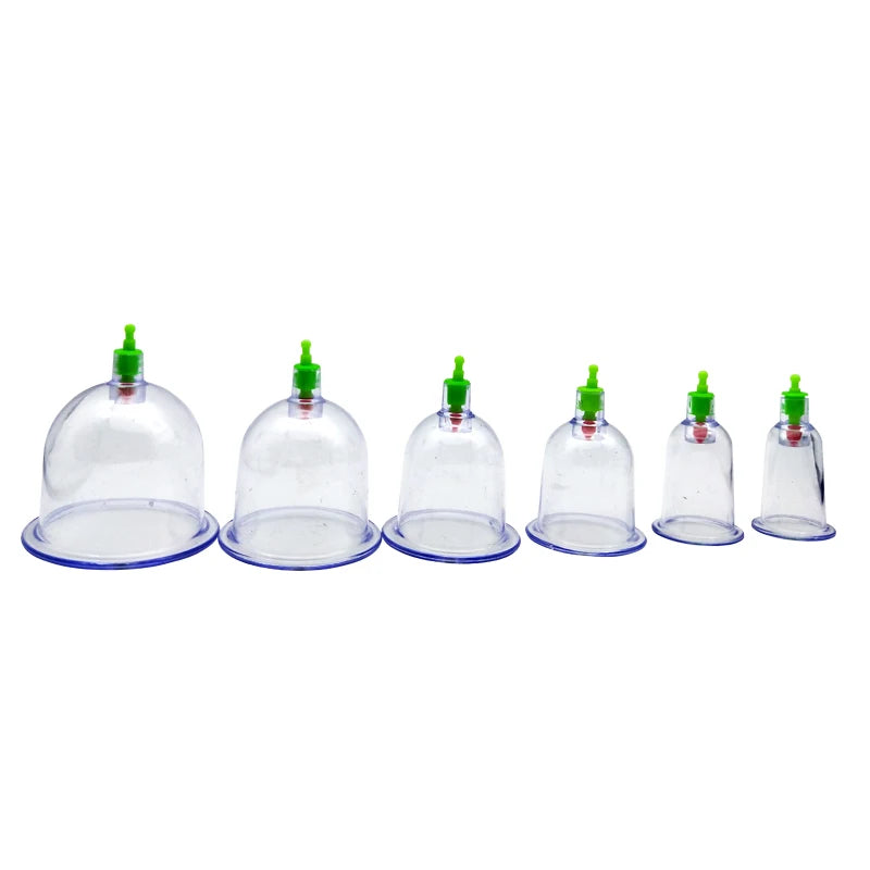 6 Suction Cups for Back-Vacuum Cupping Massage Kit w/ Pump Gun Body Massage Anti-Cellulite Beauty World Shop