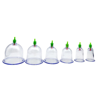 6 Suction Cups for Back-Vacuum Cupping Massage Kit w/ Pump Gun Body Massage Anti-Cellulite Beauty World Shop