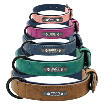 Leather Dog Collar Leash Set Personalized Customized Dogs Collars 2 Layer Leather Dog Leash For Small Medium Large Dogs Pitbull Beauty World Shop