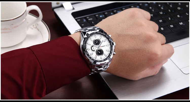 CURREN 8023 Quartz Watch Men Waterproof Sport Military Watches Mens Business Stainless Steel Wristwatch Male Clock reloj hombre Beauty World Shop