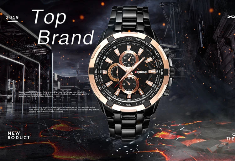 CURREN 8023 Quartz Watch Men Waterproof Sport Military Watches Mens Business Stainless Steel Wristwatch Male Clock reloj hombre Beauty World Shop