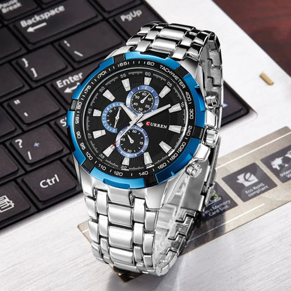 CURREN 8023 Quartz Watch Men Waterproof Sport Military Watches Mens Business Stainless Steel Wristwatch Male Clock reloj hombre Beauty World Shop