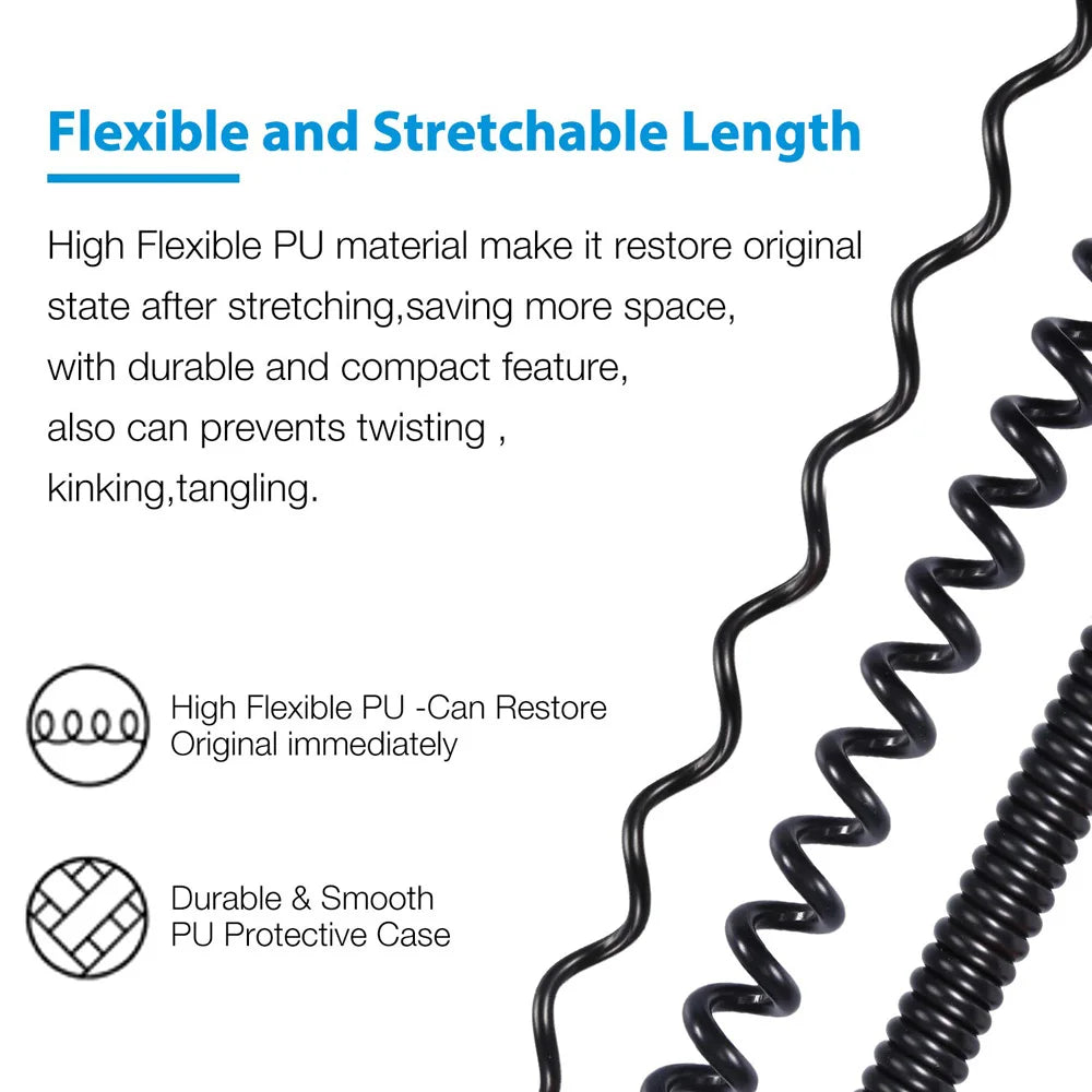Poyatu Spring Relief Coiled Headphone Cables for Sennheiser HD25 HD25-1 HD25-1 II HD25-C HD25-13 HD 25 Replacement Cable Cords