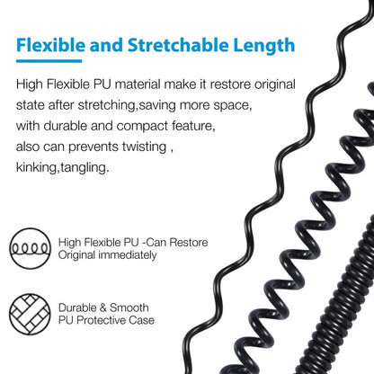Poyatu Spring Relief Coiled Headphone Cables for Sennheiser HD25 HD25-1 HD25-1 II HD25-C HD25-13 HD 25 Replacement Cable Cords