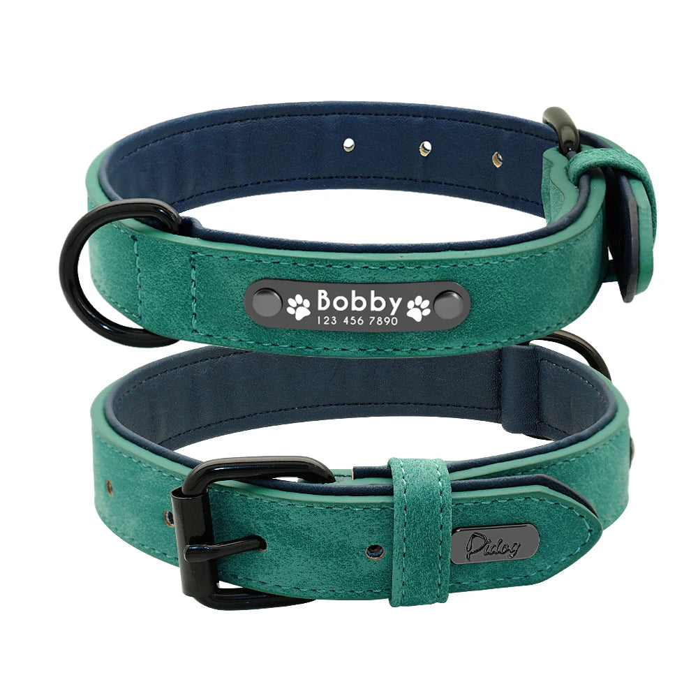Leather Dog Collar Leash Set Personalized Customized Dogs Collars 2 Layer Leather Dog Leash For Small Medium Large Dogs Pitbull Beauty World Shop