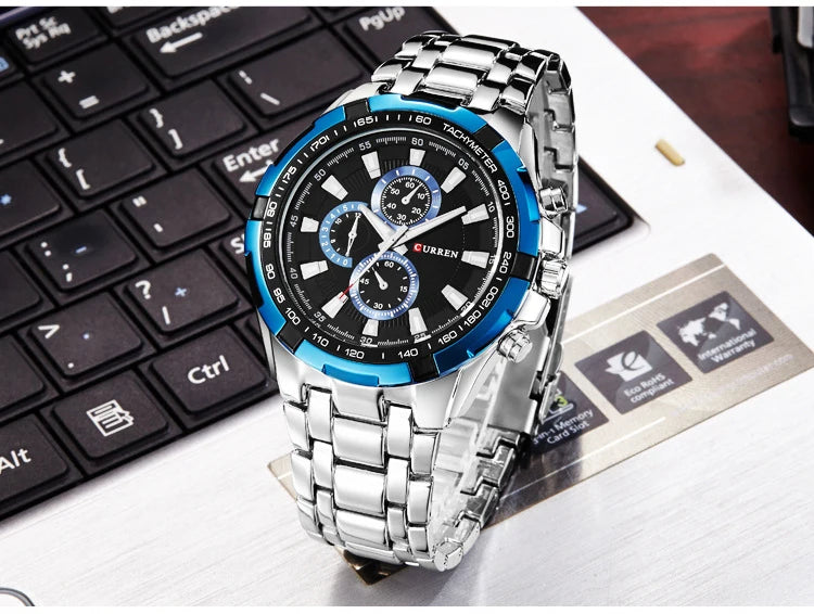 CURREN 8023 Quartz Watch Men Waterproof Sport Military Watches Mens Business Stainless Steel Wristwatch Male Clock reloj hombre Beauty World Shop