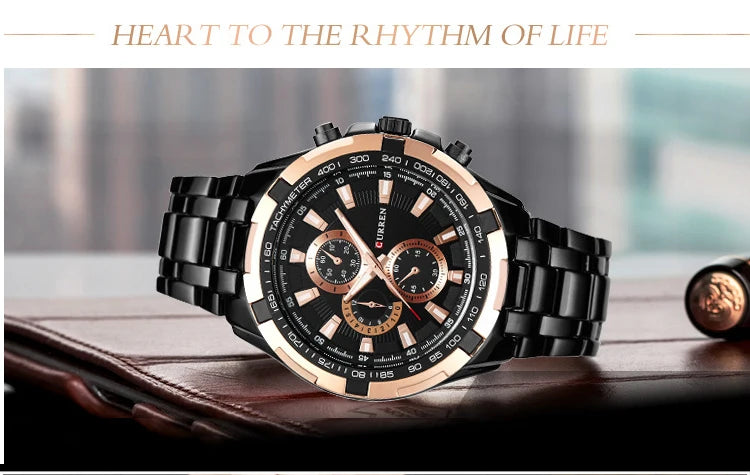 CURREN 8023 Quartz Watch Men Waterproof Sport Military Watches Mens Business Stainless Steel Wristwatch Male Clock reloj hombre Beauty World Shop