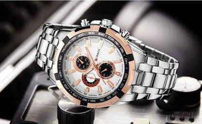 CURREN 8023 Quartz Watch Men Waterproof Sport Military Watches Mens Business Stainless Steel Wristwatch Male Clock reloj hombre Beauty World Shop