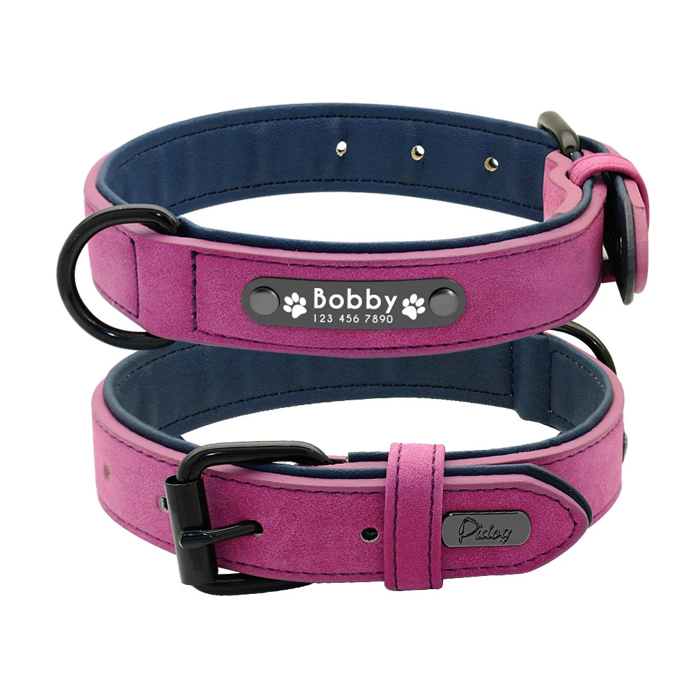 Leather Dog Collar Leash Set Personalized Customized Dogs Collars 2 Layer Leather Dog Leash For Small Medium Large Dogs Pitbull Beauty World Shop