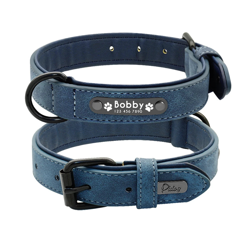Leather Dog Collar Leash Set Personalized Customized Dogs Collars 2 Layer Leather Dog Leash For Small Medium Large Dogs Pitbull Beauty World Shop
