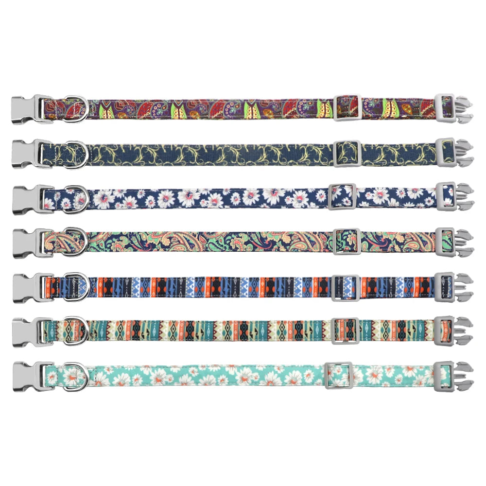 Adjustable Nylon Dog Collar Personalized Dogs Cat ID Collars With Engraved Name Buckle Anti-lost for Small Medium Large Dogs Beauty World Shop