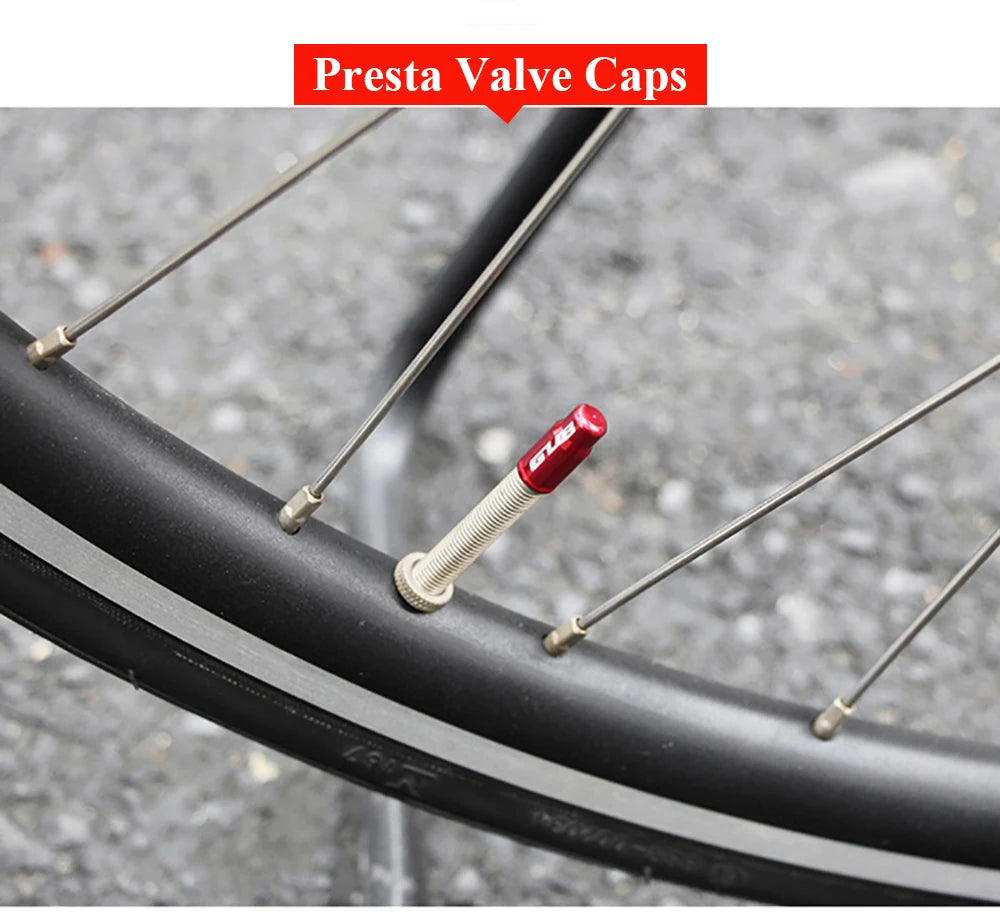 2pcs GUB Aluminum CNC Bicycle Tire Valve Cap MTB Road Bike Tube Tyre Gas Nozzle Cover for AV FV Schrader Presta Valve Dustproof Beauty World Shop