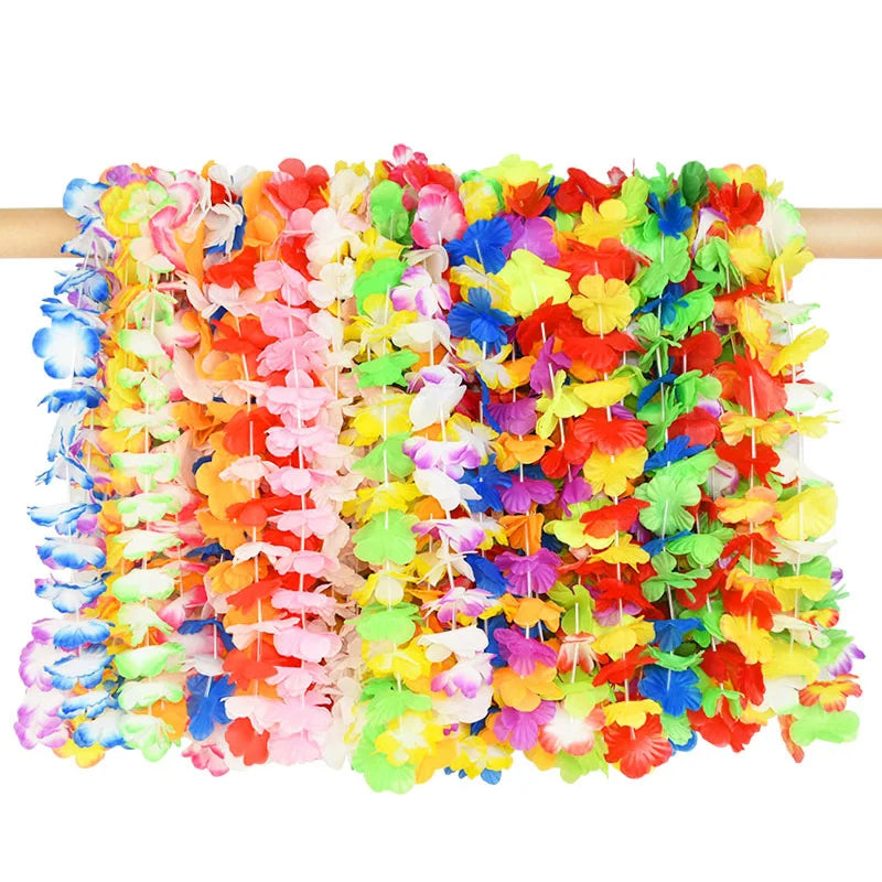 10/20/50pcs Hawaiian Flower Wreath Necklace Summer Tropical Birthday Party Decoration Luau Wedding Artificial Flower Garland Lei Beauty World Shop