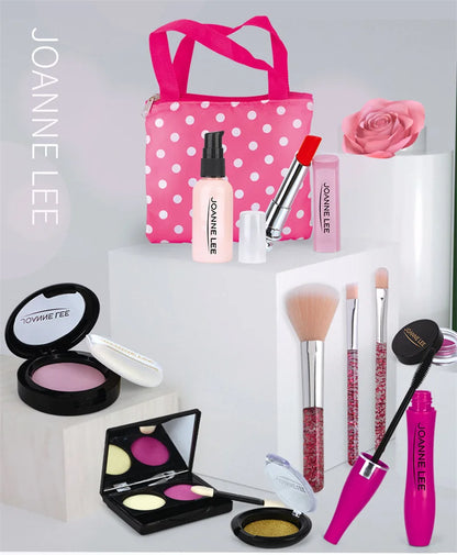 Girls Make Up Toy Set Pretend Play Lipstick Nail Polish Princess Pink Makeup Toys For Girls Dress Up Educational Toys Kids Gifts Beauty World Shop