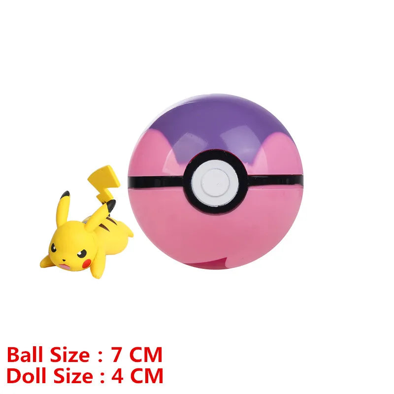 Pokemon Pokeball With Cartoons Movie Anime Figure Pikachu Charmander Eevee Squirtle Vulpix Quality Pet Action Model Toys Gifts Beauty World Shop