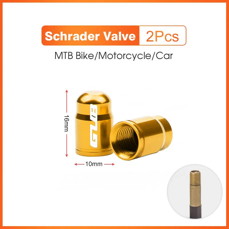 2pcs GUB Aluminum CNC Bicycle Tire Valve Cap MTB Road Bike Tube Tyre Gas Nozzle Cover for AV FV Schrader Presta Valve Dustproof Beauty World Shop