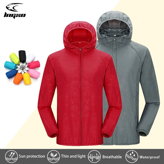 LNGXO Hiking Waterproof Jacket Women Men Camping Running Sun-Protective Windbreaker Quick Dry Outdoor Sport Rain Coat Unisex Beauty World Shop