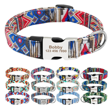 Adjustable Nylon Dog Collar Personalized Dogs Cat ID Collars With Engraved Name Buckle Anti-lost for Small Medium Large Dogs Beauty World Shop