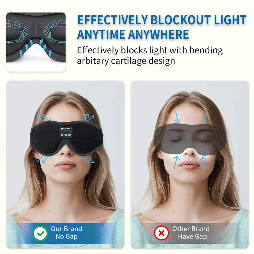 Mask For Sleep Headphones Bluetooth 3D Eye Mask Music Play Sleeping Headphones with Built-in HD Speaker Beauty World Shop