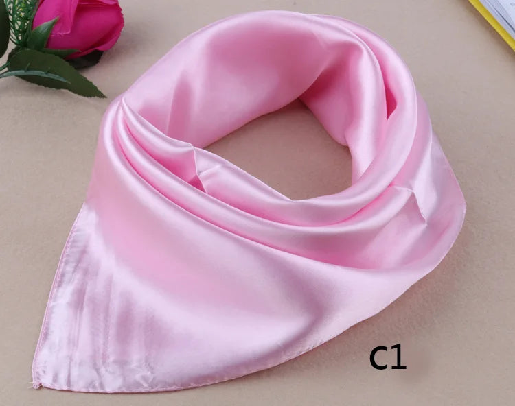 WZCX 60*60cm Women Solid Color Silk Scarf Spring Autumn Fashion New Simple Square Scarfs For Ladies Female Scarf Beauty World Shop