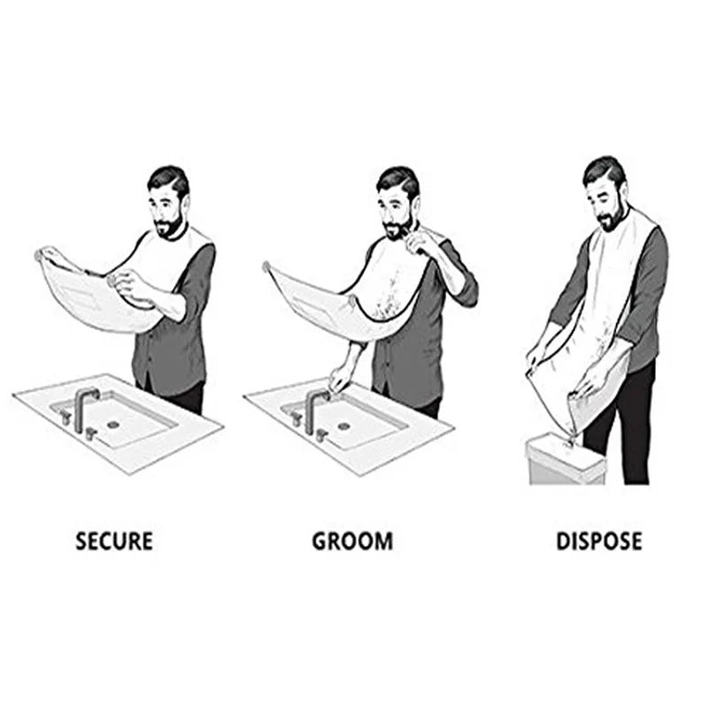 Male Shaving Apron Beard Catcher Cape Care Bib Face Shaved Hair Adult Bibs Shaver Cleaning Hairdresser Gift for Man Clean Apron Beauty World Shop