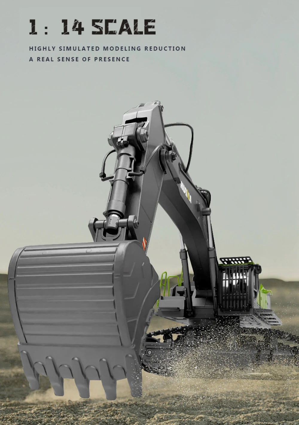 1/14 HUINA 1593 582 RC Excavator Dumper Truck crawler Alloy Tractor Loader 2.4G Radio Controlled Car Engineering toy for boy Beauty World Shop