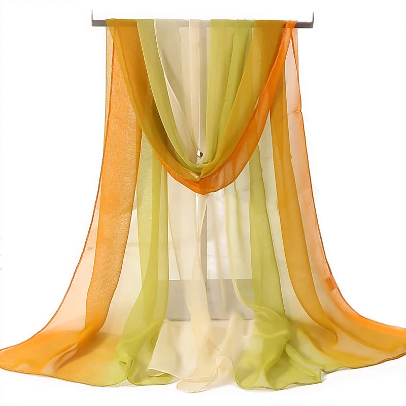 Four Seasons Thin Soft Chiffon For Women Silky Gradient Printing Beach Georgette Scarf Shawls Long Wraps Beach Sunscreen Hijab Beauty World Shop