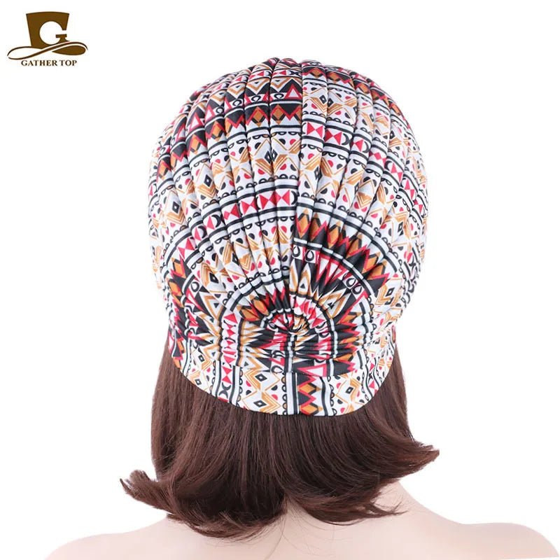New Knotted Ruffle Turban Ladies Soft Headscarf Casual Streetwear Female Muslim Hijab Indian Hats Cancer Chemo Cap Turbante Beauty World Shop