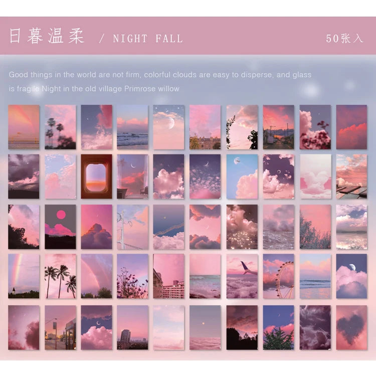 Yoofun 50 Sheets Natural Scenery&Art Paintings Stationery Stickers Book Aesthetic Landscape Cute Scrapbooking Planner Journaling Beauty World Shop