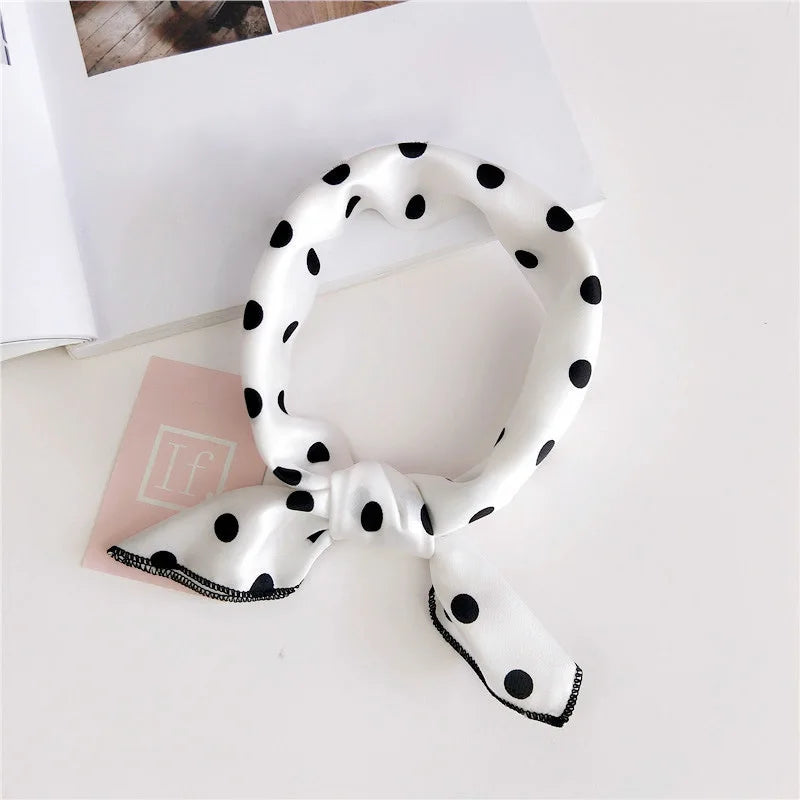 Square Scarf Hair Tie Band For Business Party Women Elegant Small Vintage Skinny Retro Head Neck Silk Satin Scarf Beauty World Shop