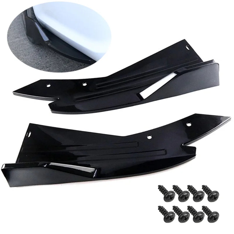 Pair Universal Car Rear Bumper Spoiler Lip Carbon Fiber Wing Trim Protection Anti-crash Diffuser Side Skirt Wrap Angle Splitter Beauty World Shop