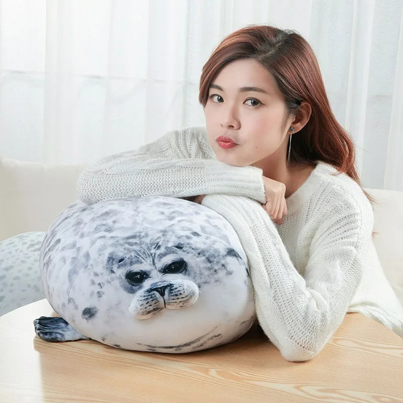 Angry Blob Seal Pillow Chubby 3D Novelty Sea Lion Doll Plush Stuffed Toy Baby Sleeping Throw Pillow Gifts for Kids Girls Beauty World Shop