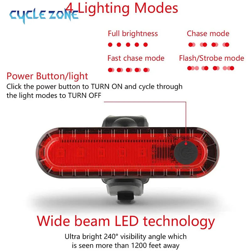 Bicycle Rear Lights USB Rechargeable Bike Tail Light Cycling Taillights Flashing 4 Modes for Night Riding Bike Light Back Lamp Beauty World Shop