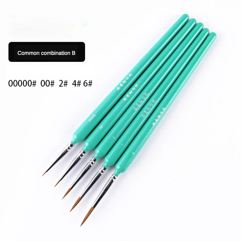 4/5/10pcs Miniature Hook Line Pen Art Painting Brushes Weasel Hair Paint Brush Gouache Watercolor Oil Paint Artists Hand Painted Beauty World Shop