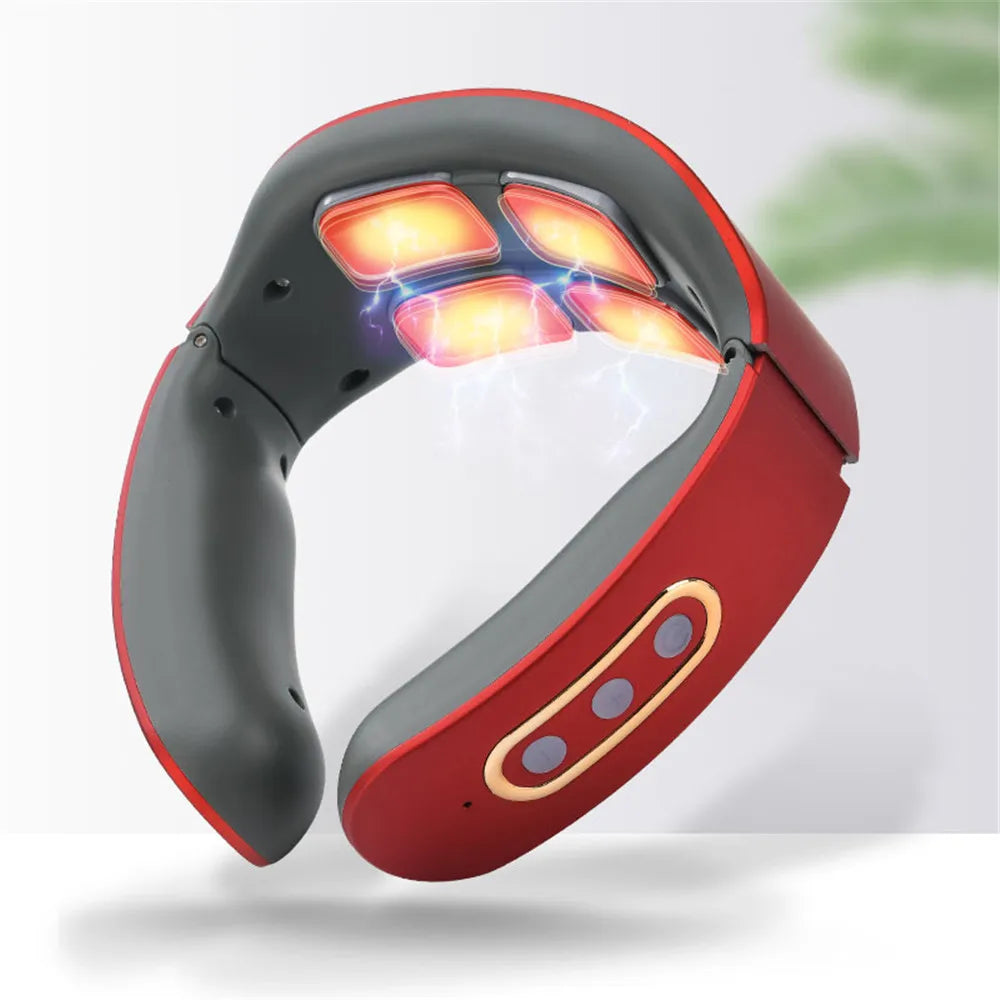 Electric Neck and Shoulder Pulse Massager 6 Mode 9 Levels Adjustable Cervical Vertebra Relax Pain Relief Kneading Machine Beauty World Shop