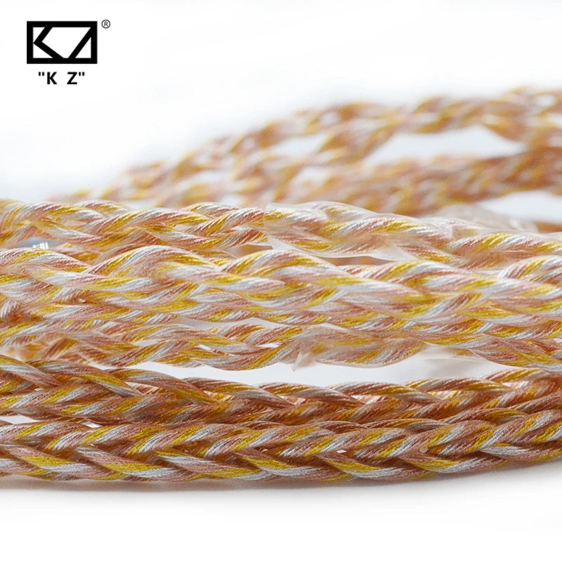 KZ 8 Core Gold Silver Copper Mixed Plated Upgrade Cable Earphones Cable With 3.5mm 0.75mm Pin KZ ZSN PRO ZSX DQ6 ZAX ZS10 PRO