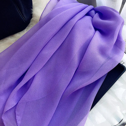 Fashion Four Seasons Women Plain Color Thin Soft Beach Thin Silky Georgette Scarf Shawls Long Wraps Beach Sunscreen Hijab Beauty World Shop