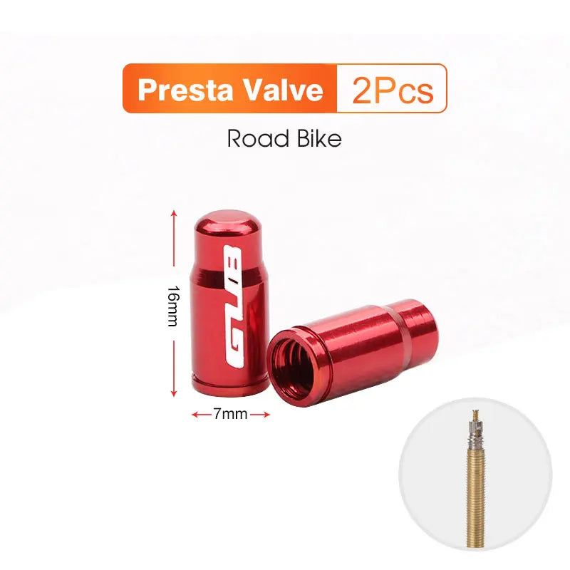 2pcs GUB Aluminum CNC Bicycle Tire Valve Cap MTB Road Bike Tube Tyre Gas Nozzle Cover for AV FV Schrader Presta Valve Dustproof Beauty World Shop