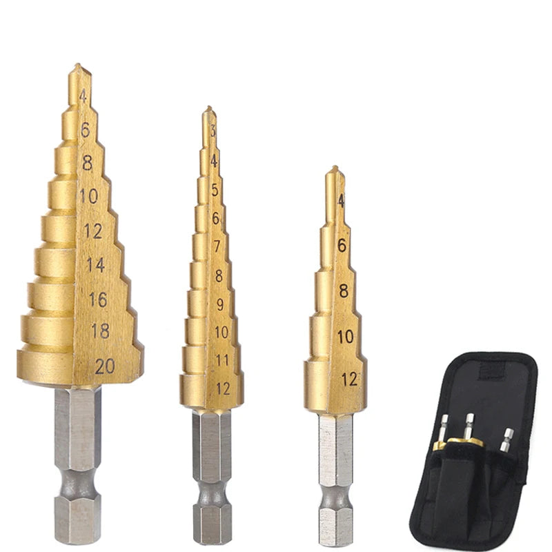 4-32 mm 4-20 mm HSS Titanium Coated Step Drill Bit High Speed Steel Metal Wood Hole Cutter Cone Drilling Tool Beauty World Shop