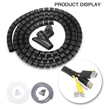 2M 16/10mm Flexible Spiral Cable Wire Protector Cable Organizer Computer Cord Protective Tube Clip Organizer Management Tools Beauty Fashion