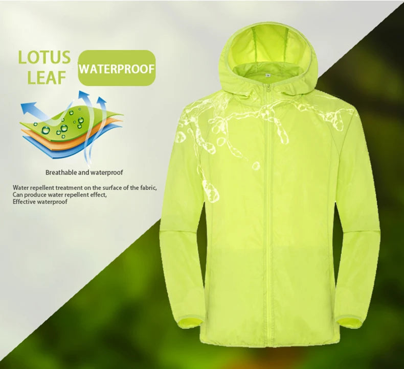 LNGXO Hiking Waterproof Jacket Women Men Camping Running Sun-Protective Windbreaker Quick Dry Outdoor Sport Rain Coat Unisex Beauty World Shop