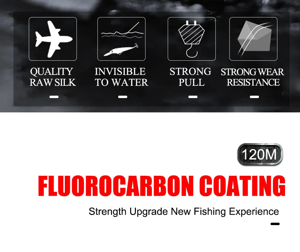 120M Fluorocarbon Coating Fishing Line 0.20mm-0.60mm 7.15LB-45LB Carbon Fiber Leader Line Fishing Lure Wire Sinking Line Japan Beauty World Shop