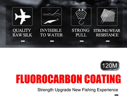 120M Fluorocarbon Coating Fishing Line 0.20mm-0.60mm 7.15LB-45LB Carbon Fiber Leader Line Fishing Lure Wire Sinking Line Japan Beauty World Shop