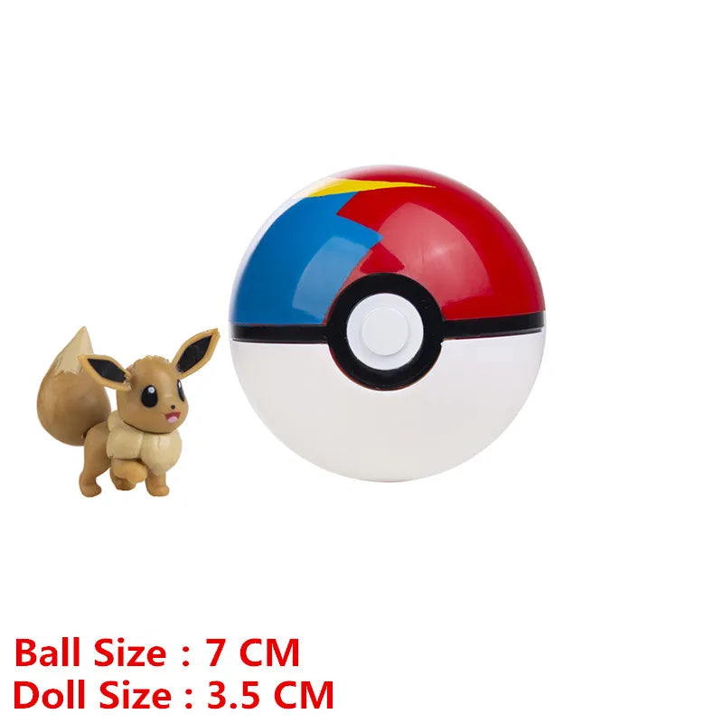 Pokemon Pokeball With Cartoons Movie Anime Figure Pikachu Charmander Eevee Squirtle Vulpix Quality Pet Action Model Toys Gifts Beauty World Shop