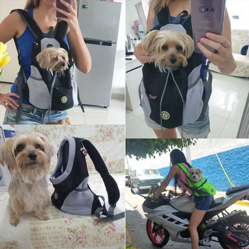 Outdoor Pet Dog Carrier Bag Portable Travel Backpack  Front Bag Double Shoulder Mesh Backpack Head Carrying Bags For Cat Beauty World Shop