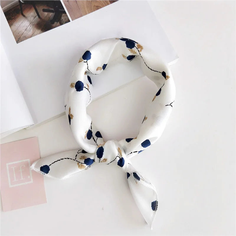 Square Scarf Hair Tie Band For Business Party Women Elegant Small Vintage Skinny Retro Head Neck Silk Satin Scarf Beauty World Shop