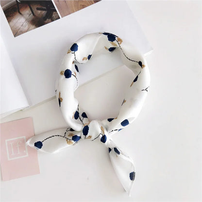 Square Scarf Hair Tie Band For Business Party Women Elegant Small Vintage Skinny Retro Head Neck Silk Satin Scarf Beauty World Shop